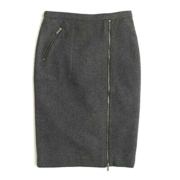 J. Crew The Pencil Skirt Dark Gray Wool Off-Center Zip Front Career Wear Size 10 - Picture 1 of 10